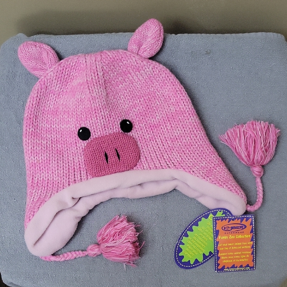 Pink Pig Knit Beanie Hat By Kyber Outerwear